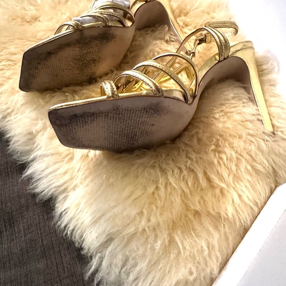 - SCHUTZ, Metallic,Gold-- Octavia, strappy Leather Sandal. Preowned, S… - Picture 6 of 8